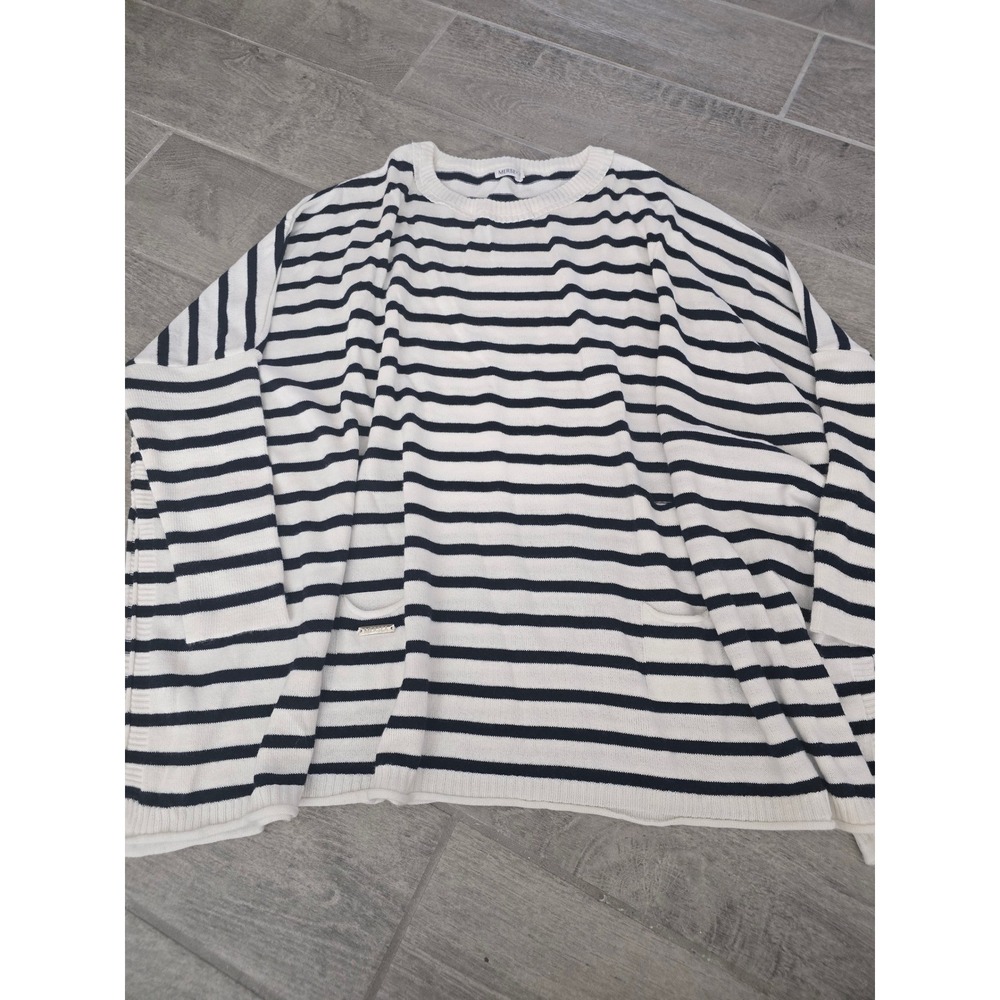 MERSEA Catalina Striped Crewneck Sweater Navy White Ivory Coastal Knit Ons‎ Size
